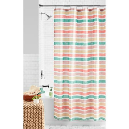 Photo 1 of Mainstays Watercolor Multicolor Stripe Polyester Shower Curtain 72 X 72