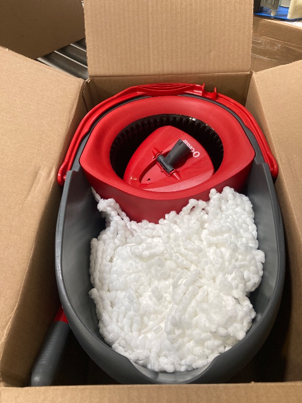 Photo 1 of O-Cedar EasyWring Microfiber Spin Mop & Bucket Floor Cleaning System, Red/Gray