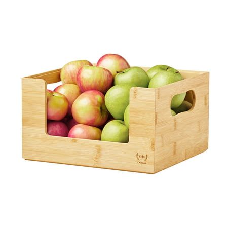 Photo 1 of The Home Edit Bamboo Set of 2 Open Front Small Storage and Organizing Bins Brown