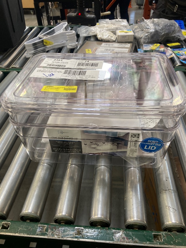 Photo 1 of Mainstays Clear Plastic Glossy Extra Wide Shoe Box with Lid Adult Size One Pair Size One Tier, 2 Pack
