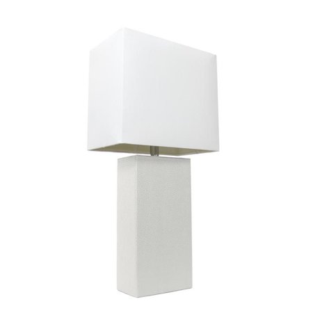 Photo 1 of Elegant Designs Modern Leather Table Lamp with White Fabric Shade
