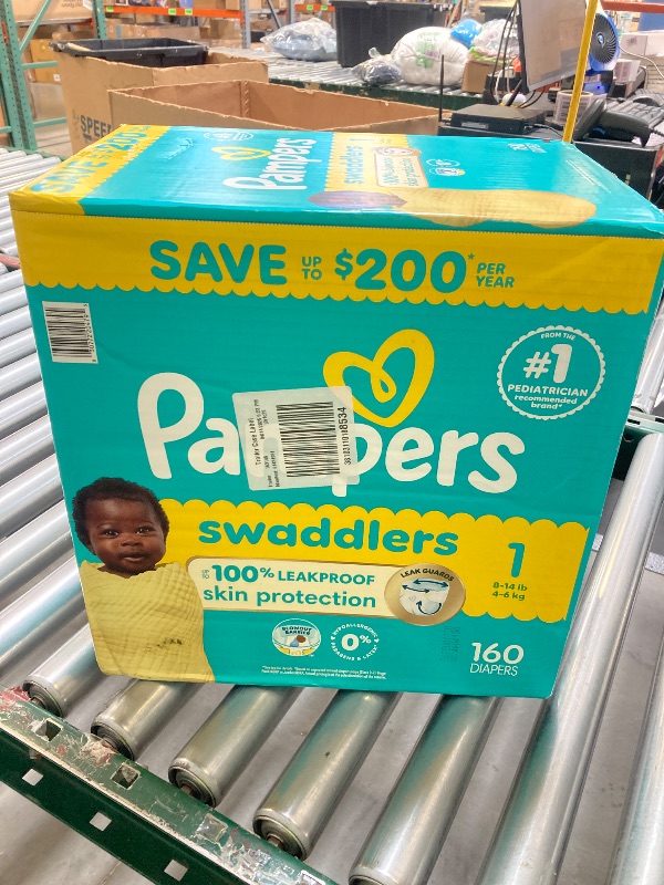 Photo 1 of Pampers Swaddlers Size 1 Baby Diapers 160 Count with Blowout Barrier and Wetness
