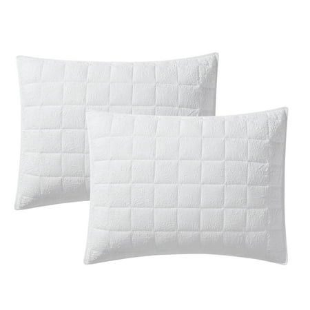 Photo 1 of Mainstays Solid White Crinkle Box Soft Wash Pillow Shams Standard (2 Count)