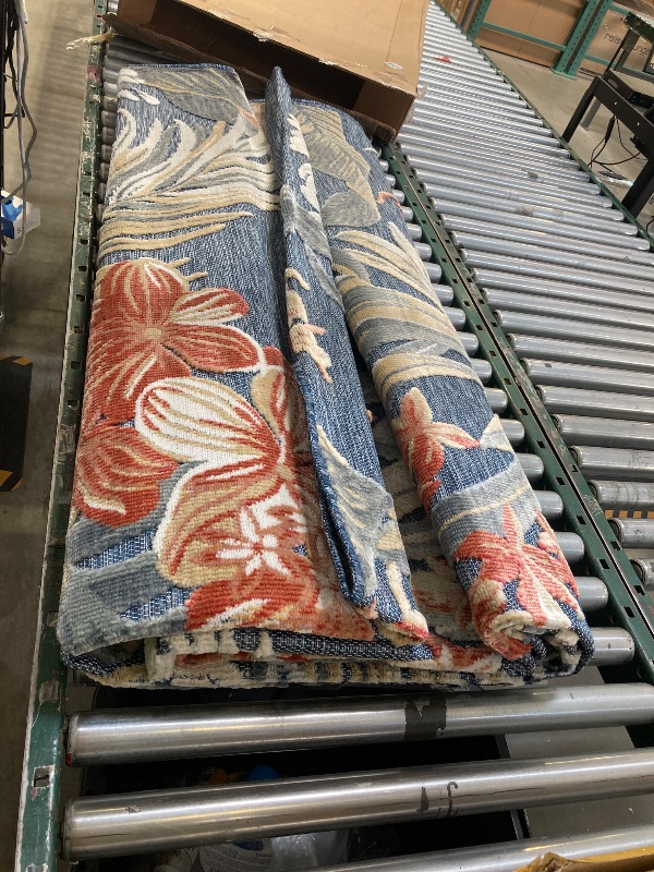 Photo 1 of Tropic Blue 9 Ft. X 12 Ft. Floral Indoor/Outdoor Area Rug
