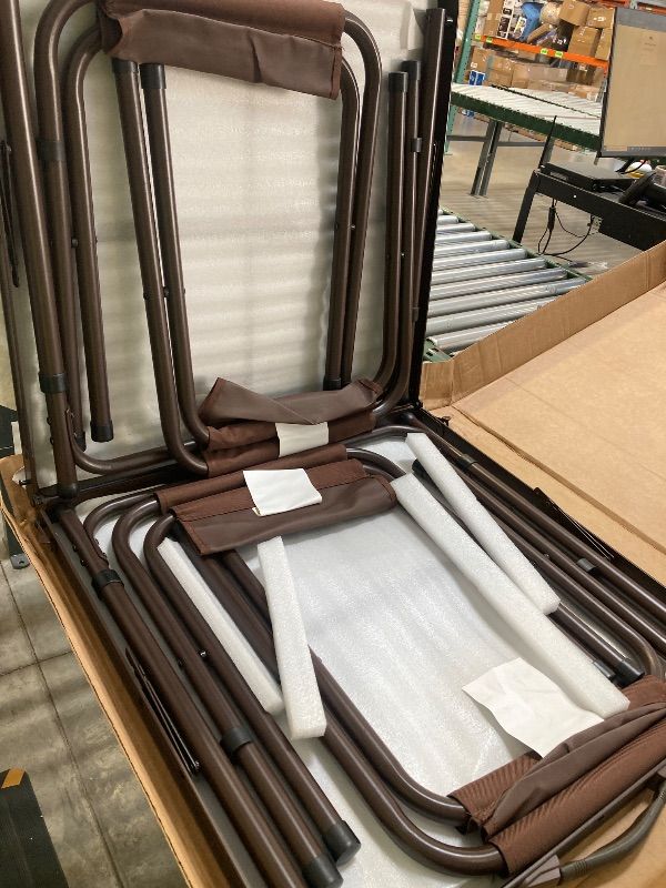 Photo 1 of Ozark Trail Durable Steel and Aluminum Table and Stools Open Dims 19.29 X 24.6 Brown 1045893628
