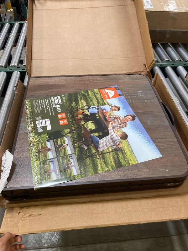 Photo 1 of Ozark Trail Durable Steel and Aluminum Table and Stools Open Dims 19.29 X 24.6 Brown 1045893628
