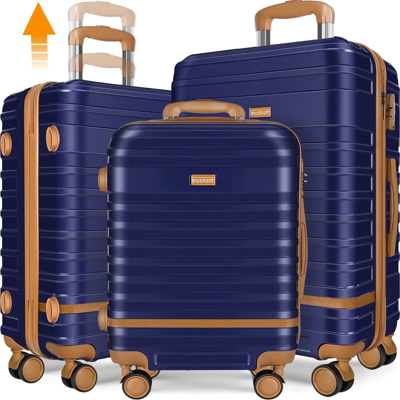 Photo 1 of Musment 3 Piece Luggage Sets ,ABS Hardshell Lightweight Suitcase with TSA Lock Double Spinner Wheels, Beige/Cream
