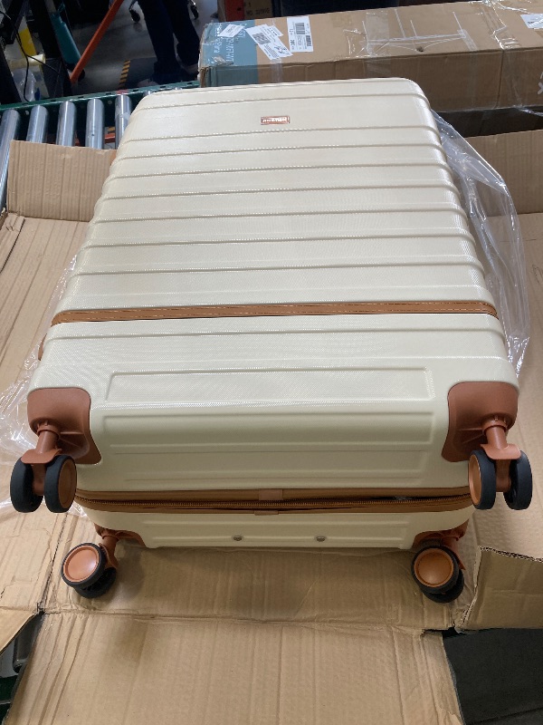 Photo 1 of Musment 3 Piece Luggage Sets ,ABS Hardshell Lightweight Suitcase with TSA Lock Double Spinner Wheels, Beige/Cream
