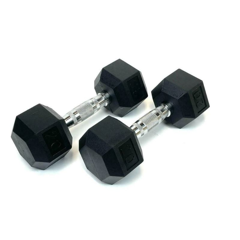 Photo 1 of RainforestBasics Rubber Encased Hex Dumbbell Hand Weight, 20lb 1 Pair
