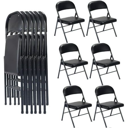 Photo 1 of SUGIFT Vinyl Folding Chair (6 Pack) Black
