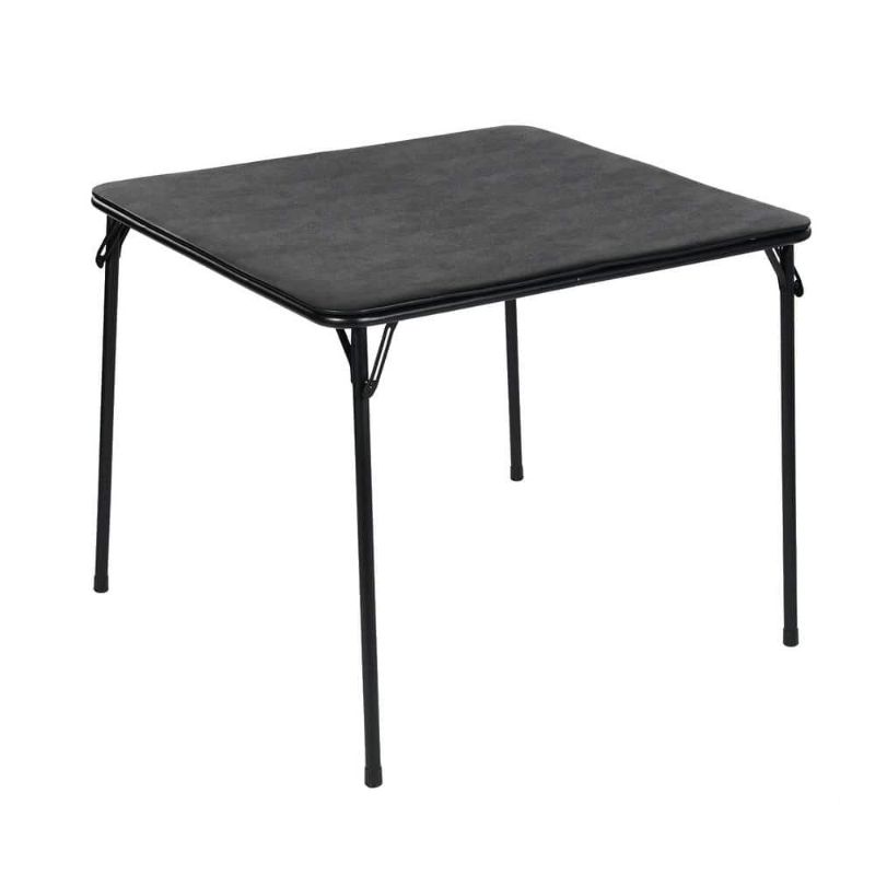 Photo 1 of FERN Modern Square Black Plastic Tabletop Folding Table 33.5 in. 4 Legs Dining Table, No Assembly, Seats 4