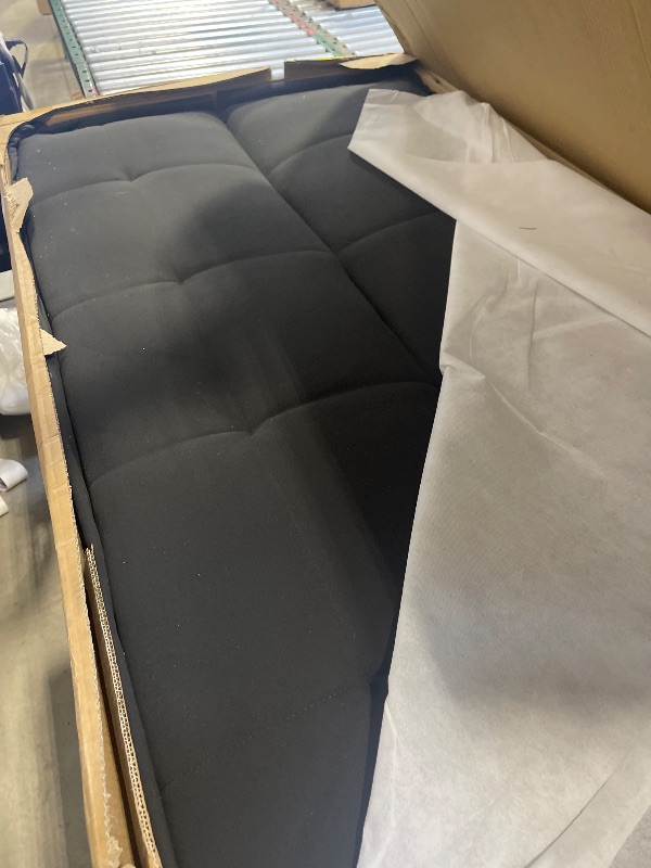 Photo 1 of ECOTOUGE Faux Leather Futon Couch, Convertible Sofa Bed with Adjustable Back, Modern Sleeper Sofa for Living Room, Black