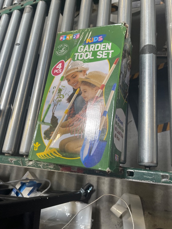 Photo 1 of Play22 Kids Garden Tool Set Toy 4-Piece - Shovel, Rake, Hoe, Leaf Rake, Wooden Gardening Tools for Kids Best Outdoor Toys Gift for Boys and Girls