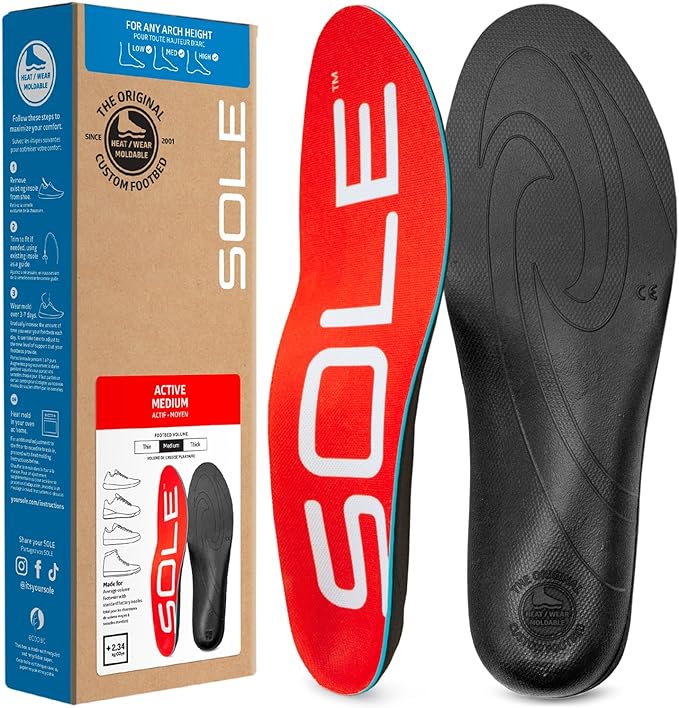 Photo 1 of SOLE Active Medium Insoles – Orthotic Arch Support Inserts for Plantar Fasciitis Relief - Mens 12/Womens 14, 1 Pair