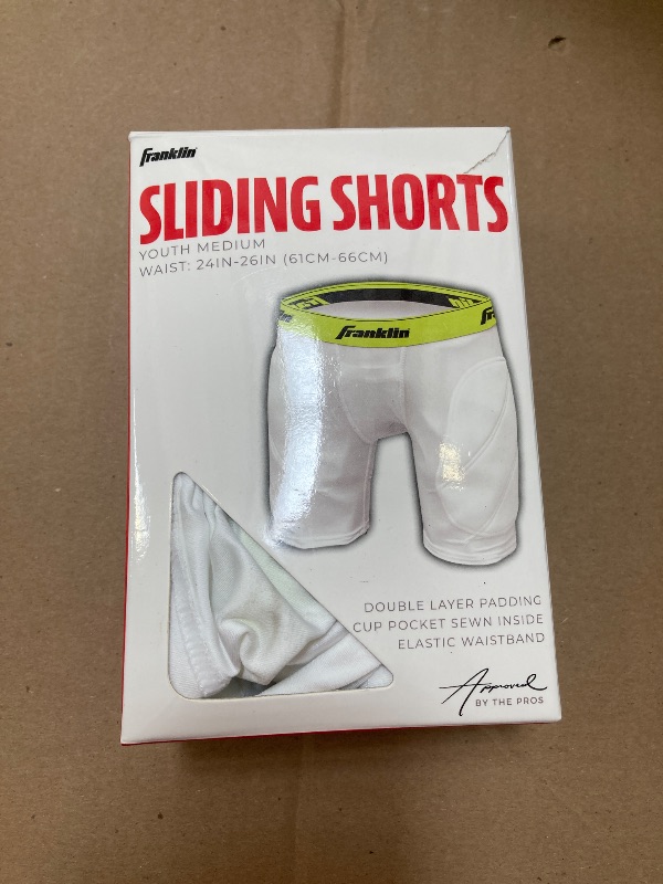 Photo 1 of Franklin Sports unisex adult Franklin Sports Youth Baseball Sliding Shorts Youth Baseball Softball Padded Sliding Shorts with, White/Optic, Medium US