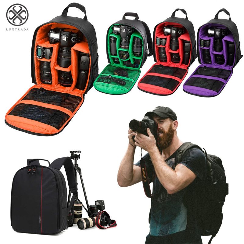 Photo 1 of Luxtrada Waterproof Deluxe Camera/Video Padded Backpack for SLR / DSLR Cameras Photographer (Purple)
