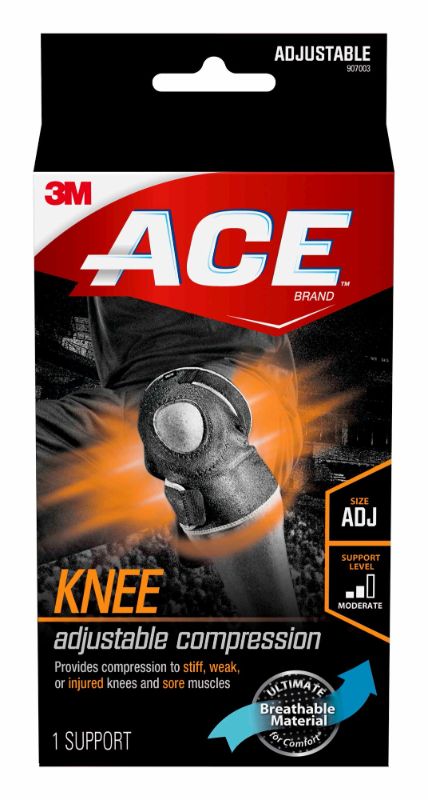 Photo 1 of ACE Brand Knee Support, Adjustable, Black/Gray - 1 Ct
