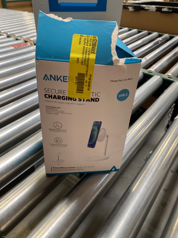 Photo 1 of Anker Wireless Charging Stand, PowerWave Select Magnetic Stand Lite with 5 ft USB-C Cable, for iPhone 14 and 13 Series (No AC Adapter)
