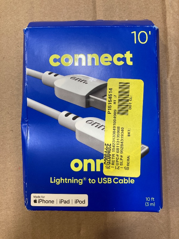 Photo 1 of Onn. Lightning to USB Cable, White, 10