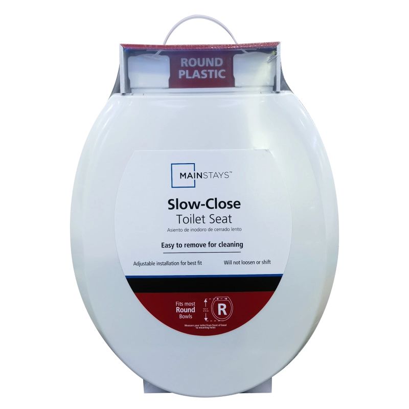 Photo 1 of Mainstays PP17-501 Plastic Round Slow-Close Toilet Seat in White
