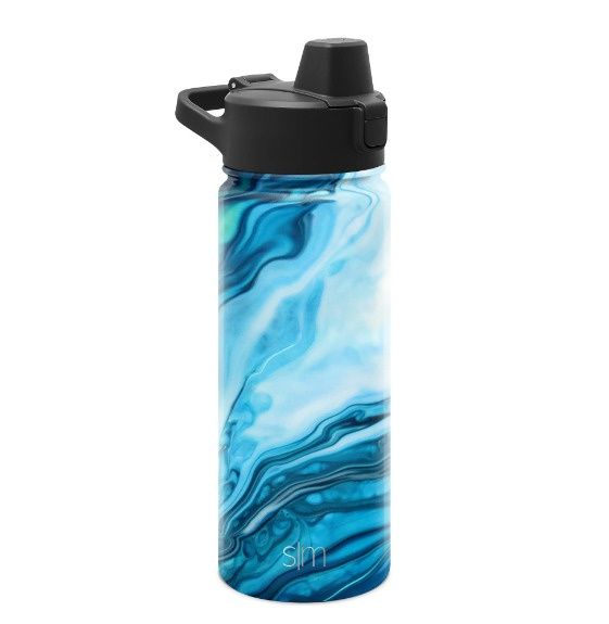 Photo 1 of Simple Modern 18 Fl Oz Stainless Steel Summit Water Bottle with Silicone Straw Lid|Ocean Geode