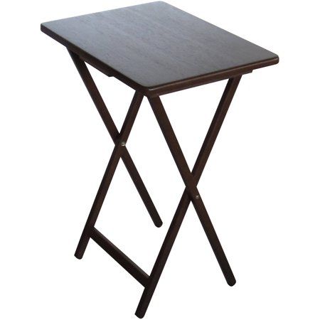 Photo 1 of Mainstays Indoor Single Folding TV Tray Table Set of 2 in Walnut L19 X W15 X H26inches.
