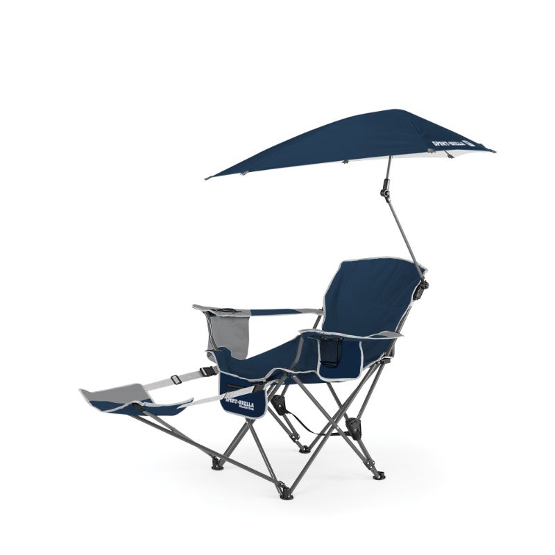 Photo 1 of Sport-Brella 3-Position Recliner Chair with Removable Umbrella and Footrest, Midnight Blue