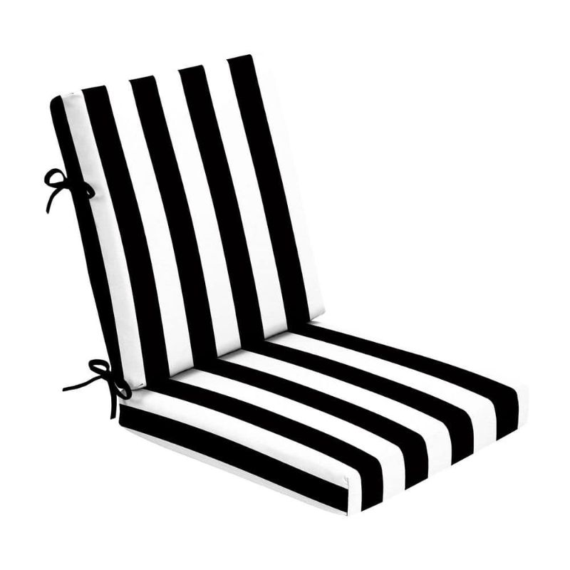 Photo 1 of Foam Outdoor Dining Chair Cushion 20 X 20 Made with ProFoam Rain-Proof Fade Resistant Black Cabana Stripe
