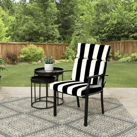 Photo 1 of Better Homes & Gardens 44 L X 21 W Black Stripe 1 Piece Outdoor Chair Cushion
