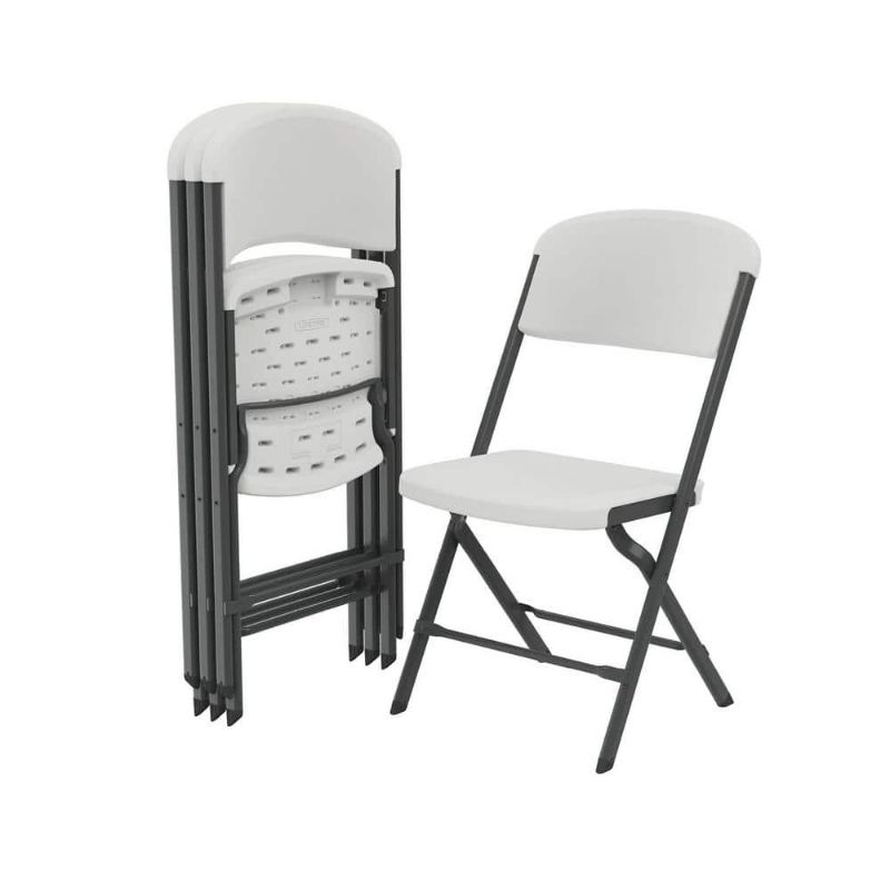 Photo 1 of White Granite Resin Contoured Seat Commercial Grade Office Folding Chair (Set of 4)
