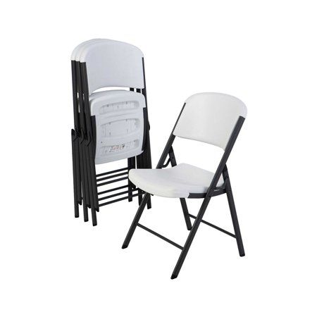 Photo 1 of White Plastic Seat Metal Frame Outdoor Safe Folding Chair (Set of 4)