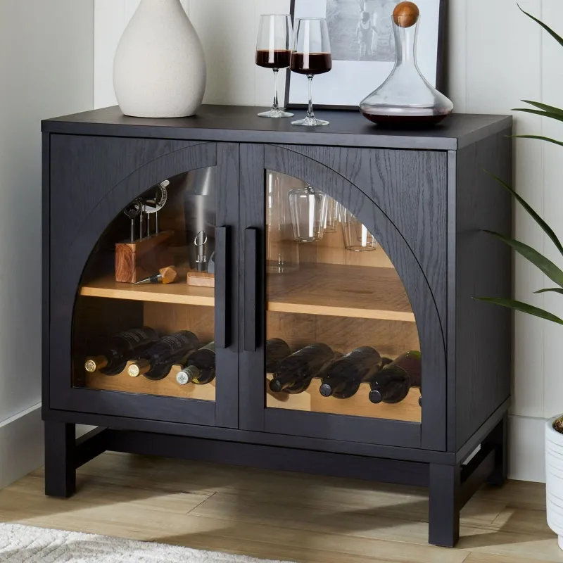 Photo 1 of Better Homes & Gardens BHS336249972035 Juliet Arc Door Bar Cabinet, Black Wood