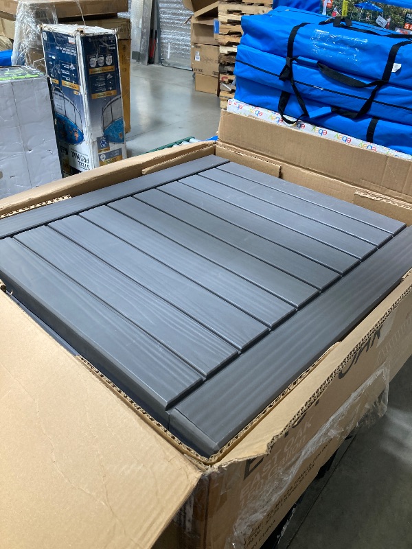 Photo 1 of East Oak 150 Gal Waterproof Resin Deck Box Gray: Weather & Wind-Resistant, 53.35 Lbs, Easy No-Tool Assembly
