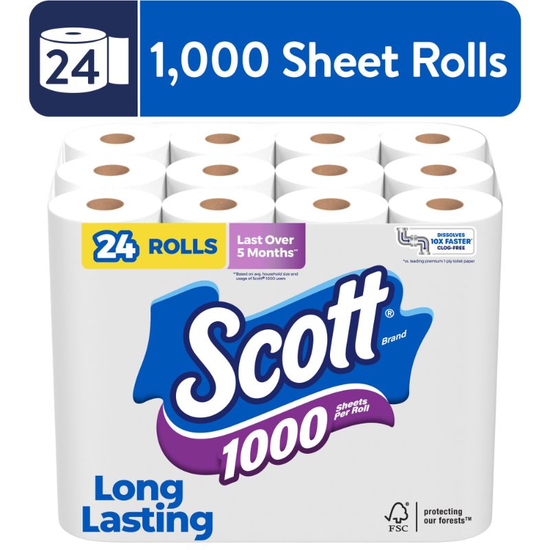 Photo 1 of Scott 1000 Toilet Paper 24 Rolls 1 000 Sheets per Roll
