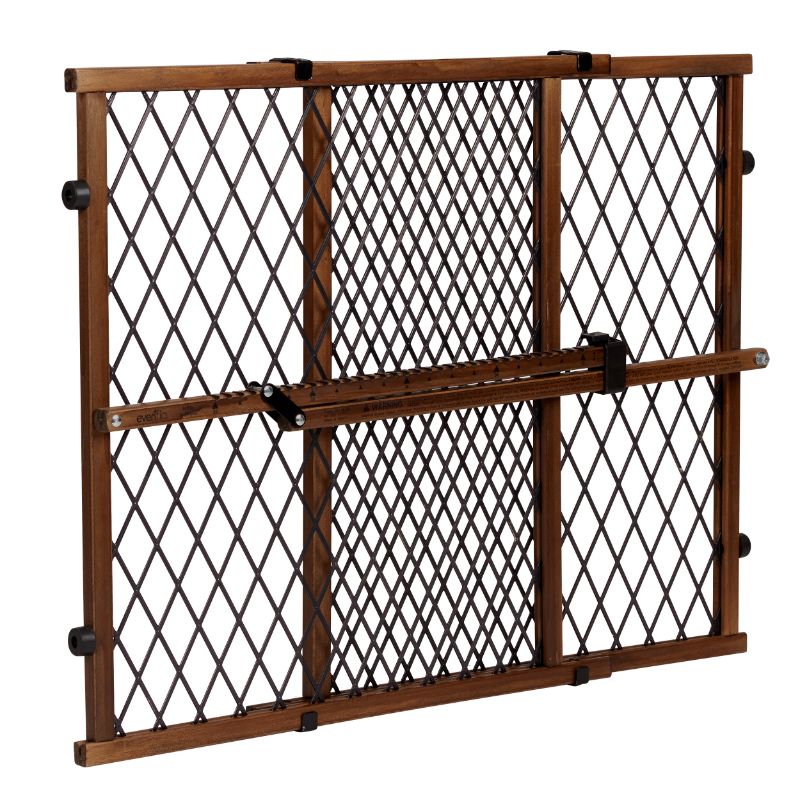 Photo 1 of Evenflo Position & Lock Adjustable Wood Baby Gate Infant Toddler & Pets 26 -42 Farmhouse Brown