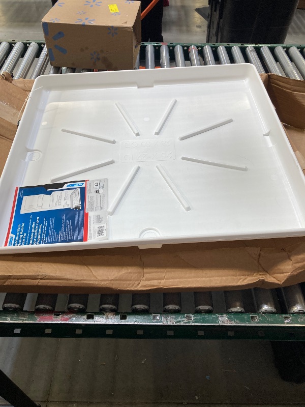 Photo 1 of 28 in. X 30 in. Washing Machine Drain Pan Stackable with PVC Fitting
