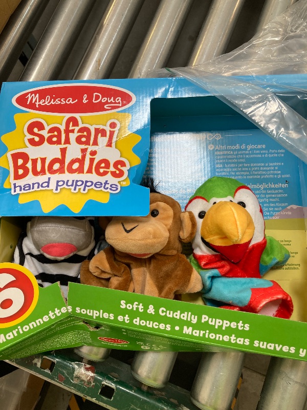 Photo 1 of Melissa & Doug Safari Buddies Hand Puppets, Set of 3(Parrot, Monkey, Zebra) Soft, Plush Animal Hand Puppets For Toddlers And Kids Ages 2+