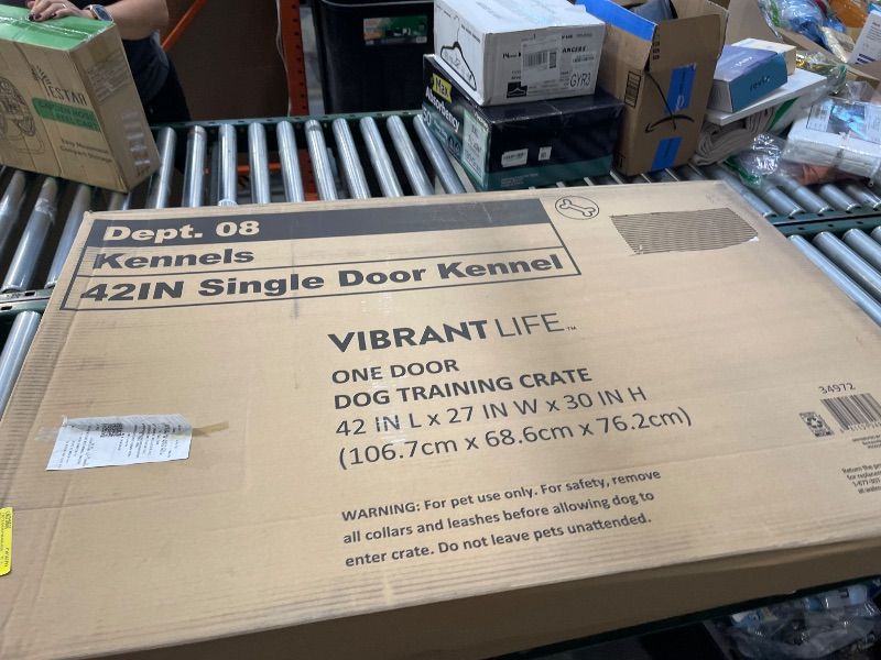 Photo 1 of Vibrant Life Single-Door Folding Dog Crate with Divider, 42"