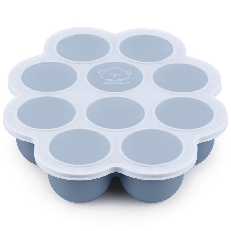 Photo 1 of KeaBabies Silicone Food Freezer Trays with Lid, 2oz x 10 Pods Baby Food Storage Containers, Easy Puree Meal Prep, Breast Milk Silicone Freezer Molds, Dishwasher, Microwave Safe, BPA-Free (Slate)