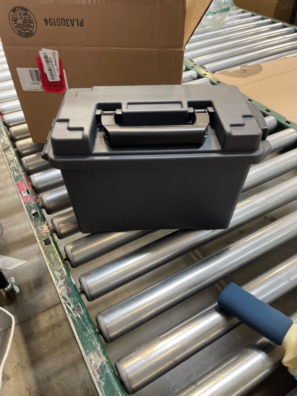 Photo 1 of Plano Field Ammo Box .50 Caliber, Black, Lockable Ammunition Storage Box with Heavy-Duty Carry Handle, Medium Plastic Ammo Crate, Water-Resistant Protection, Holds 6-8 Boxes of Ammo