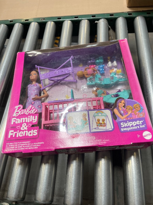 Photo 1 of Barbie Skipper Doll & Nursery Playset with Accessories, Includes Twin Baby Dolls, Crib, Swing, See-Saw & More