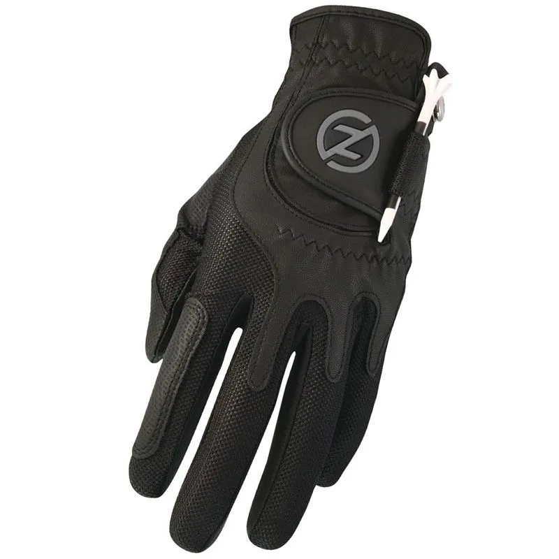 Photo 1 of Zero Friction Men's Compression-Fit Synthetic Golf Glove (1 Pack), Left Hand, Black/Silver, One Size