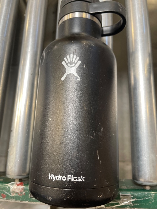 Photo 1 of Hydro Flask Insulated Stainless Steel Wide Mouth Water Bottle and Beer Growler, 64-Ounce, Black