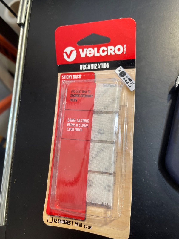 Photo 1 of VELCRO Brand Sticky-Back Fasteners, Removable Adhesive, 0.88" X 0.88", White, 12 count (Pack of 1)