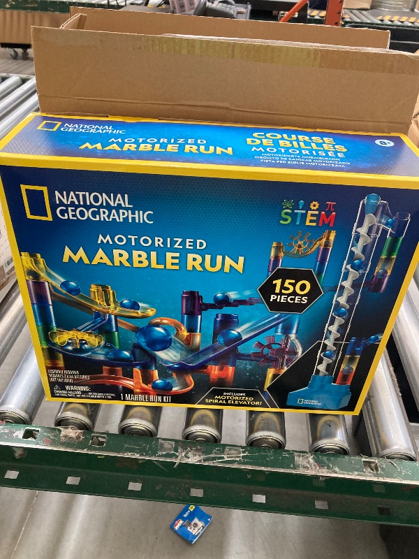 Photo 1 of National Geographic Marble Run with Motorized Elevator - 150-Piece Marble Maze Kit with Motorized Spiral Lift, 30 Marbles, Storage Bag & More, Perpetual Motion Machine, Marble Game, Kids Physics Toys