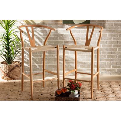 Photo 1 of Paxton Modern & Contemporary Natural Brown Finished Wood Bar Stool, PK2
