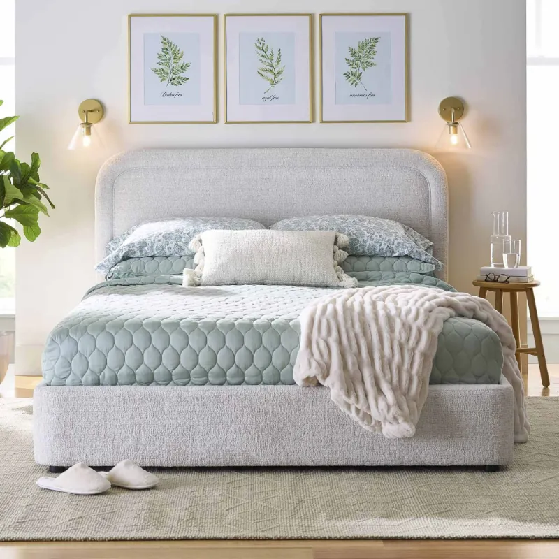 Photo 1 of Better Homes & Gardens Juliet Queen Boucle Platform Bed, Ivory
