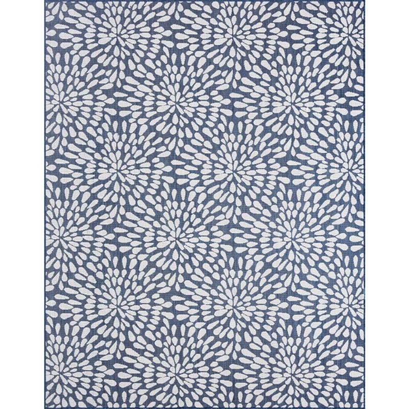 Photo 1 of Eco Floral Navy 5 Ft. X 8 Ft. Indoor/Outdoor Area Rug
