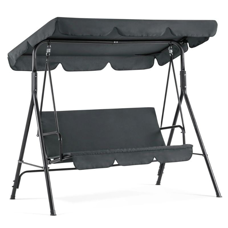 Photo 1 of MCombo 2-3 Person Outdoor Patio Swing Chair with Convertible Canopy, Removable Cushions (Dark Gray)