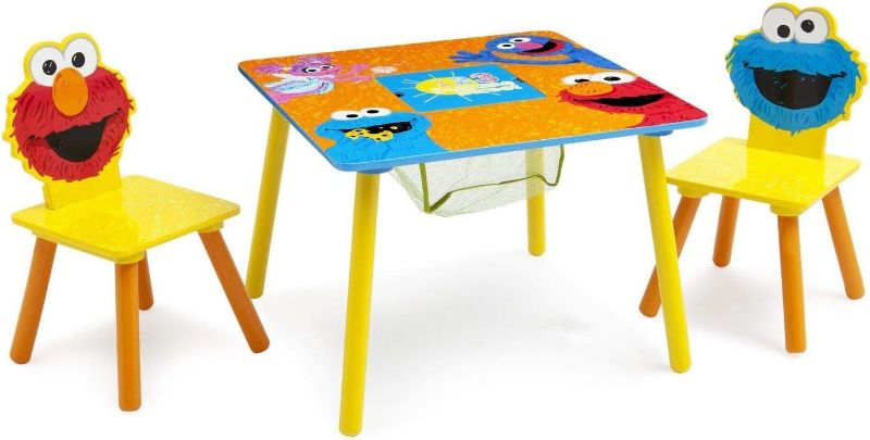 Photo 1 of Delta Children Sesame Street Wood Kids Table and Chairs Set with Storage